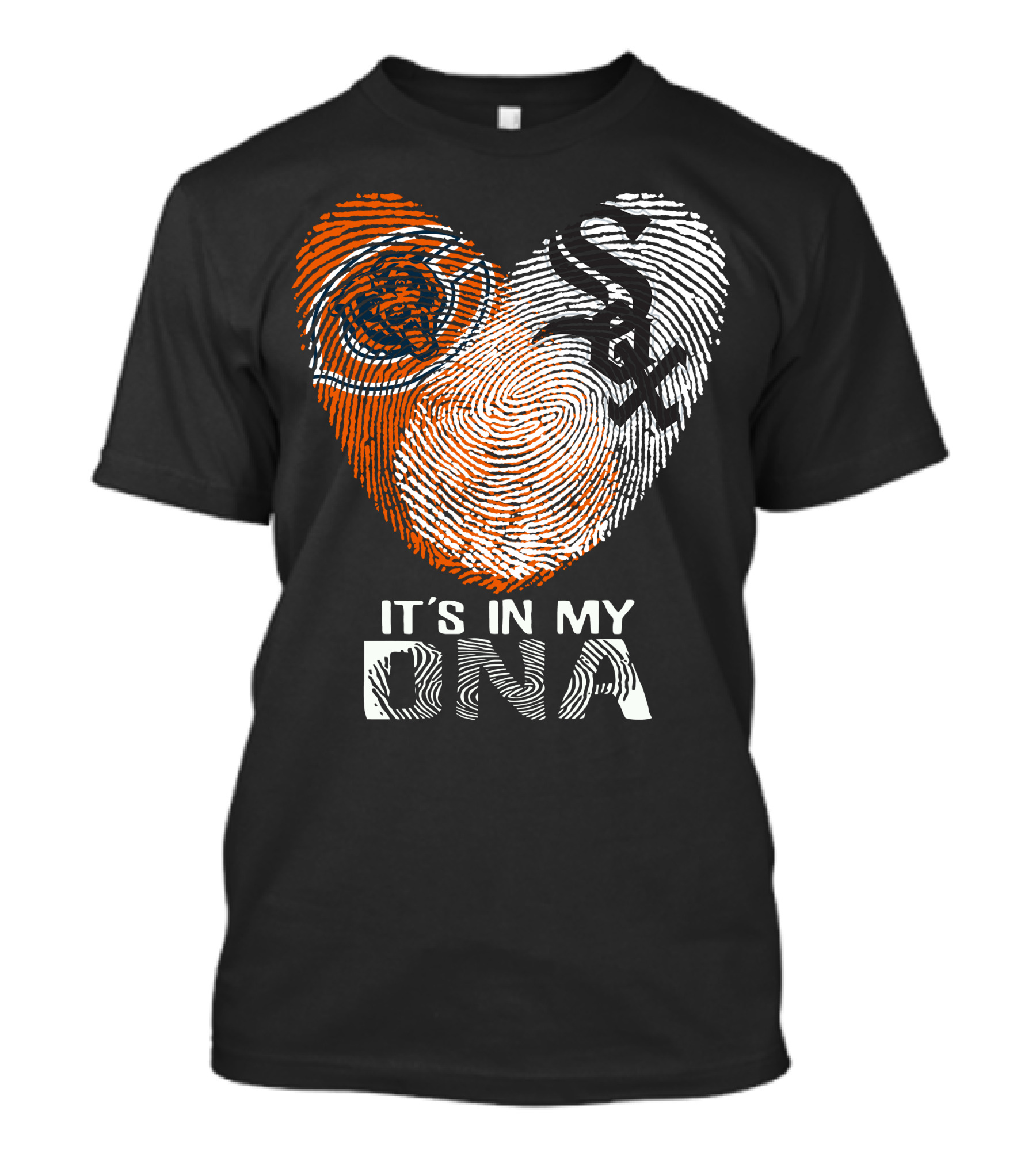 Bears White Sox It's In My Dna Fingerprint Heart T-Shirt