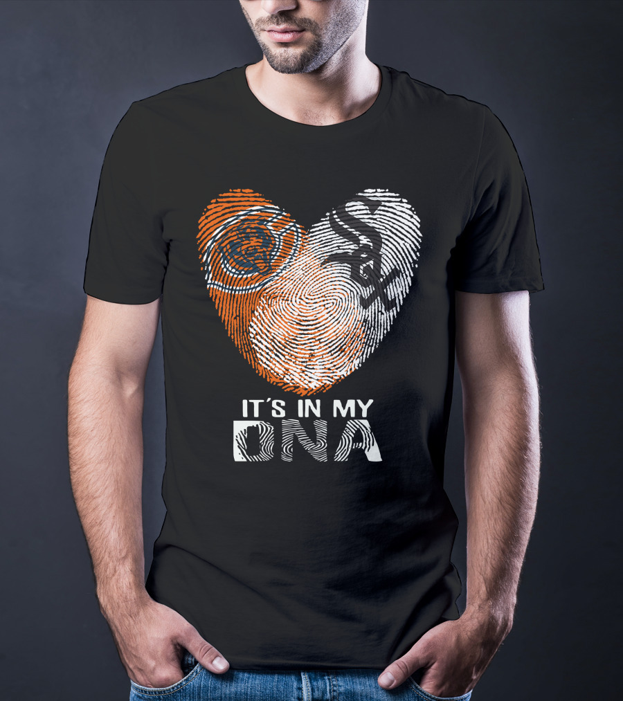 Bears White Sox It's In My Dna Fingerprint Heart T-Shirt