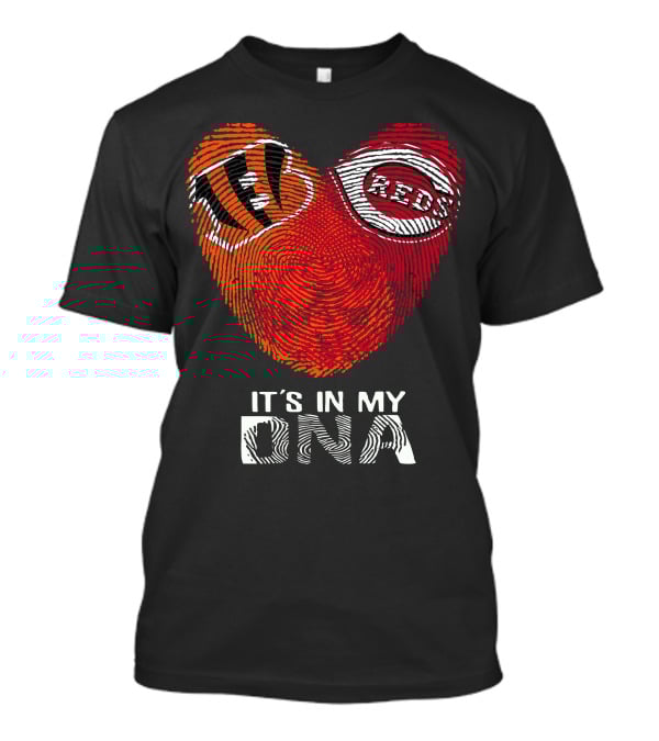Bengals Reds Heart Fingerprint It's In My DNA T-Shirt