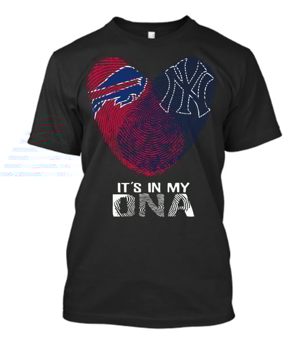 Bills Yankees Fingerprint Heart It's In My DNA T-Shirt