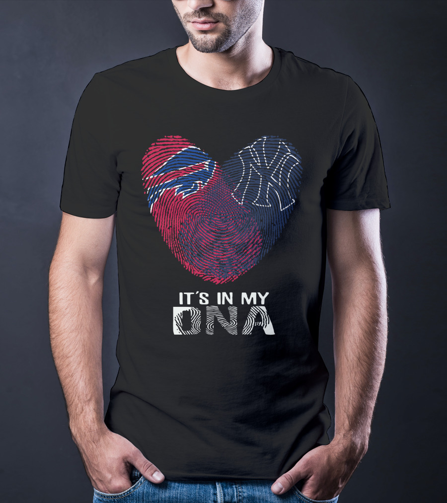 Bills Yankees Fingerprint Heart It's In My DNA T-Shirt