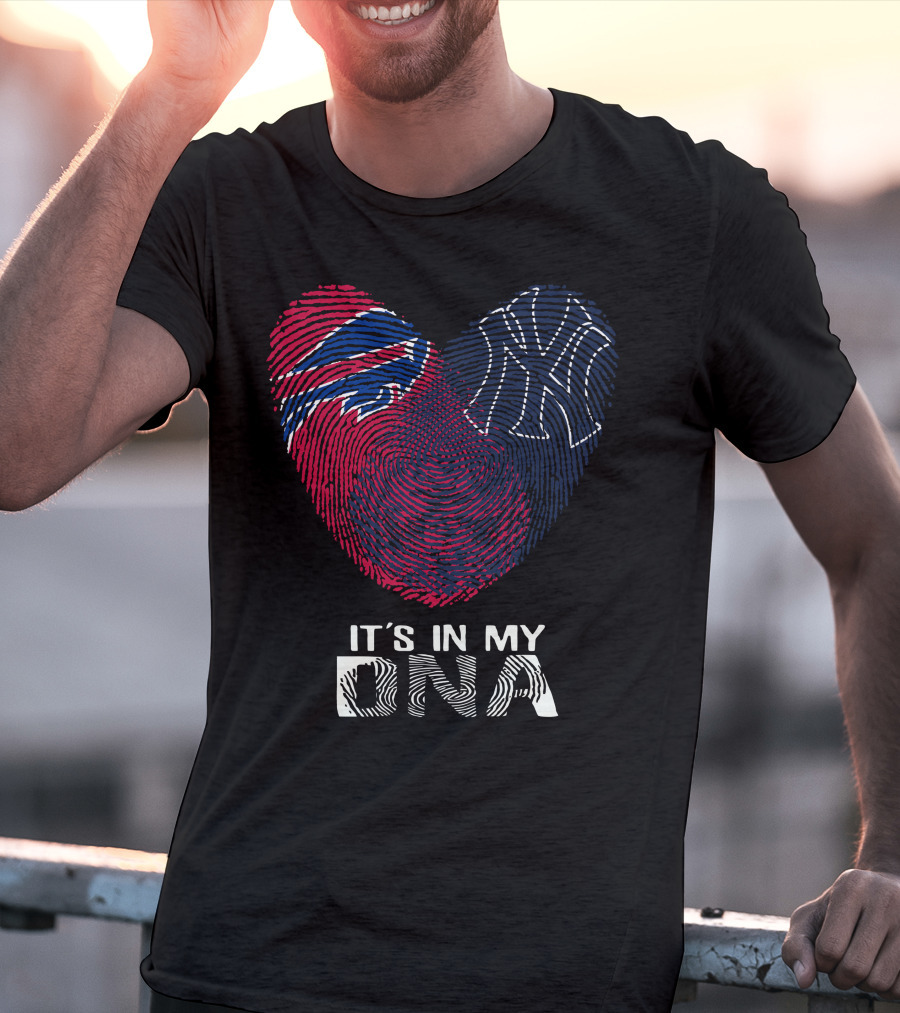 Bills Yankees Fingerprint Heart It's In My DNA T-Shirt