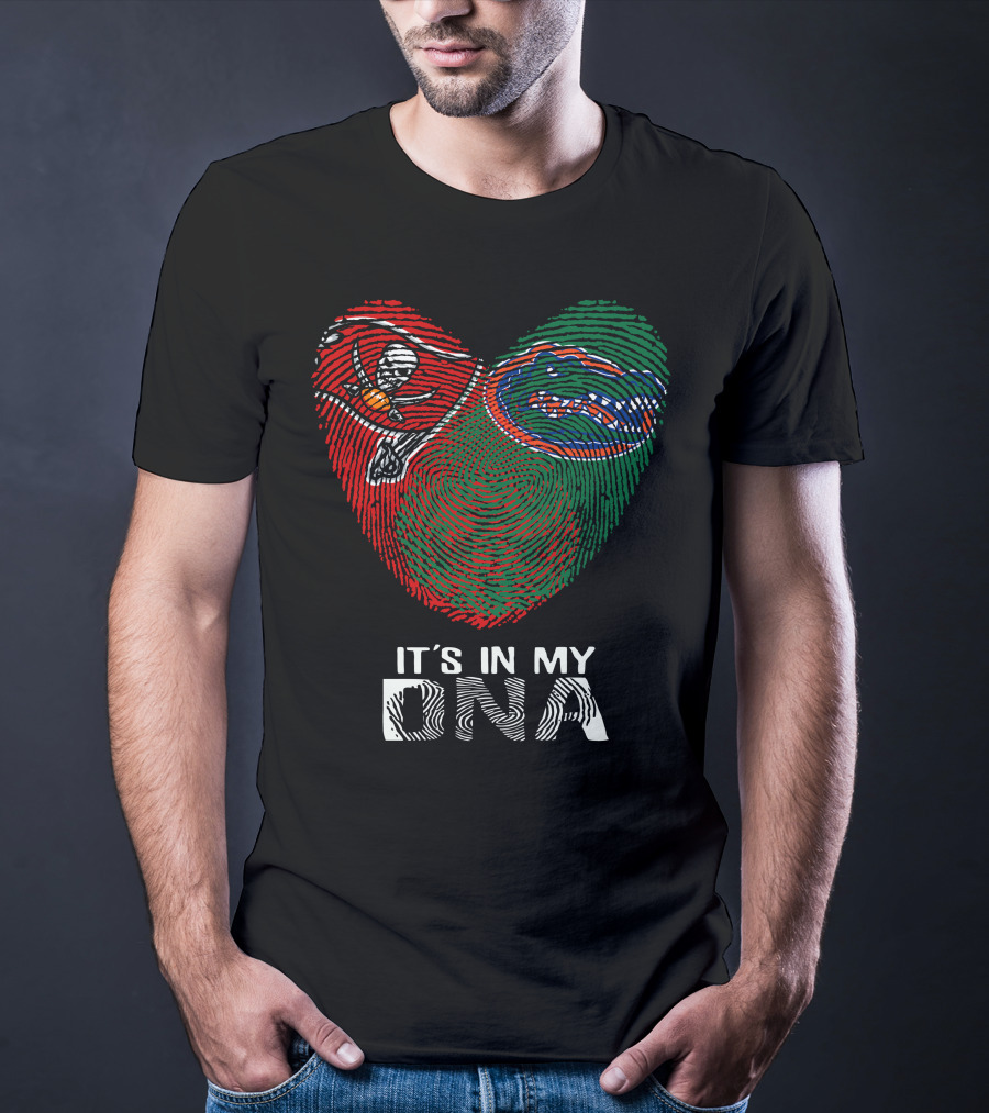 Buccaneers Gators Fingerprint Heart It's In My DNA T-Shirt