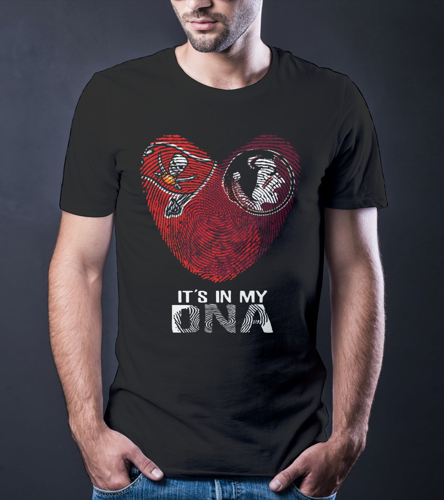 Buccaneers Seminoles It's In My DNA Fingerprint Heart T-Shirt