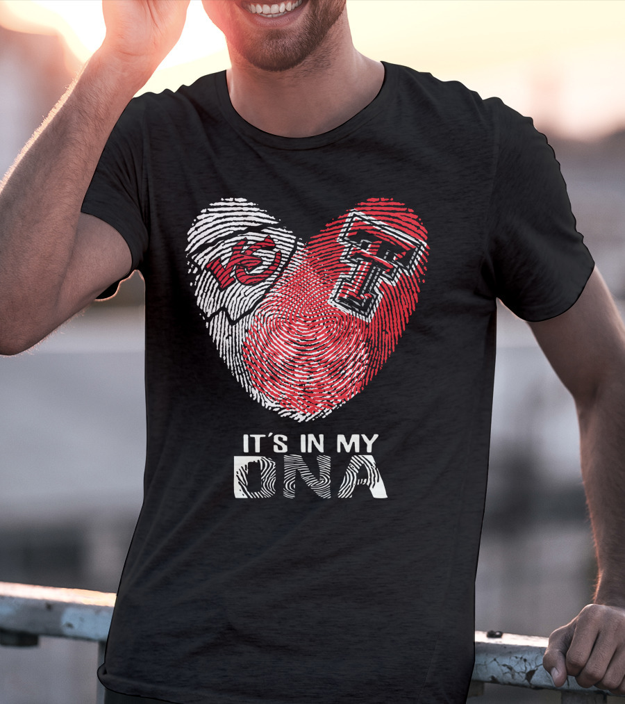 Chiefs Texas Tech It's In My DNA Heart Fingerprint T-Shirt
