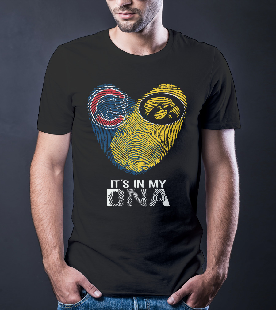 Cubs Iowa It's In My DNA Fingerprint With Chicago And Hawkeyes T-Shirt