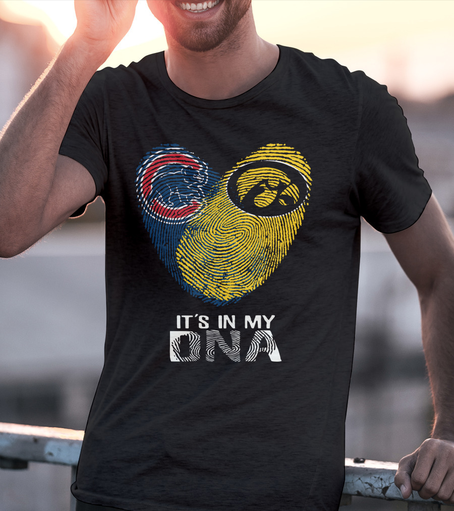 Cubs Iowa It's In My DNA Fingerprint With Chicago And Hawkeyes T-Shirt