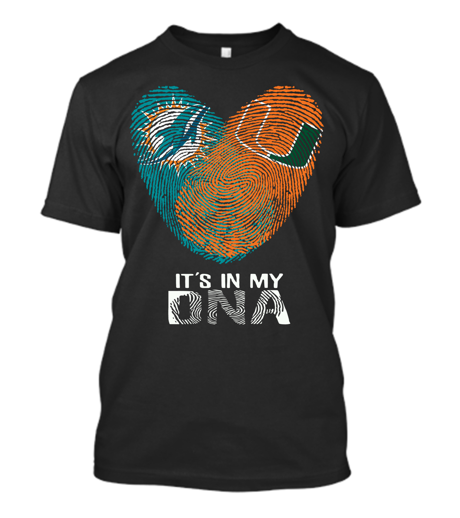 Dolphins Hurricanes It's In My DNA Fingerprint Heart Brandsymbol T-Shirt