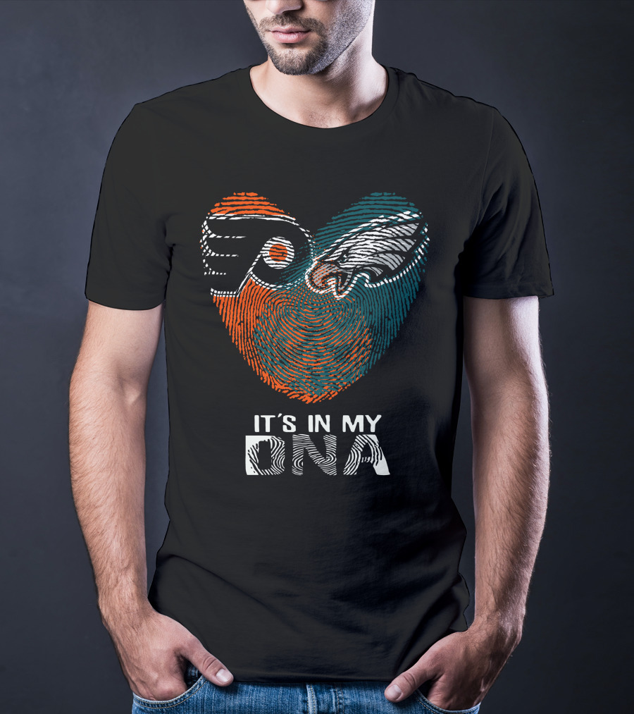 Eagles Flyers It's In My DNA Fingerprint Heart T-Shirt