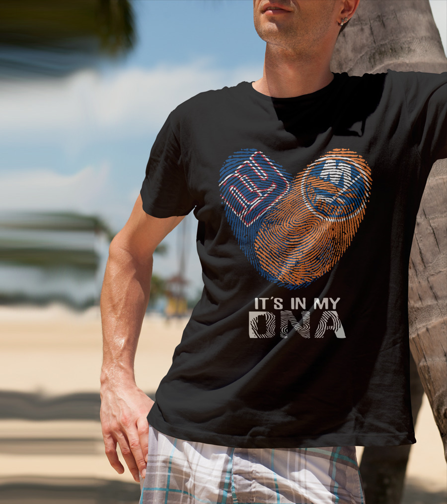 Giants Islanders It's In My DNA Fingerprint Heart T-Shirt