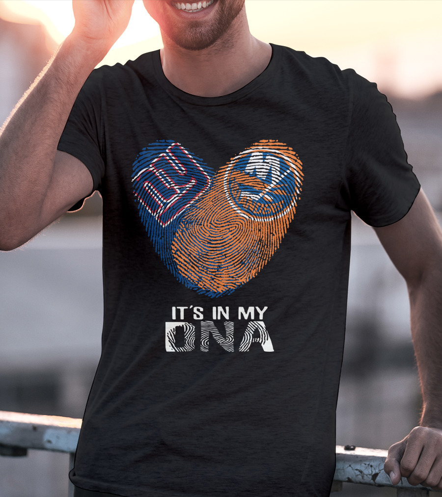 Giants Islanders It's In My DNA Fingerprint Heart T-Shirt