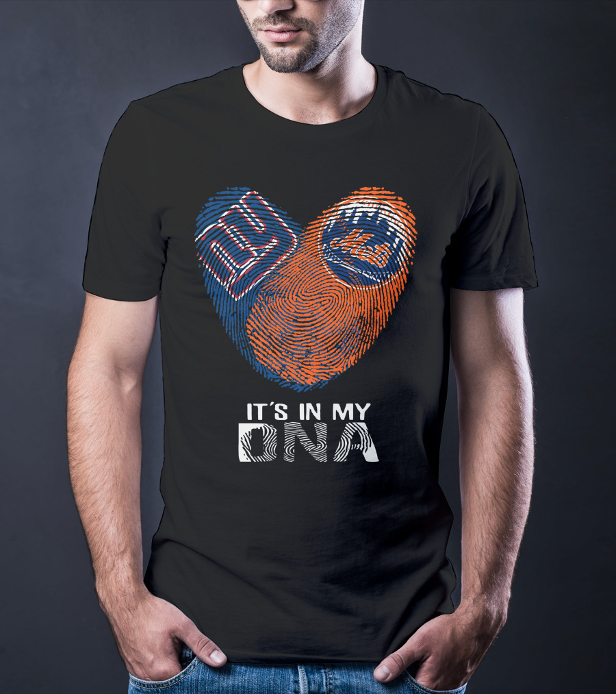 Giants Mets Fingerprint Heart It's In My Dna T-Shirt
