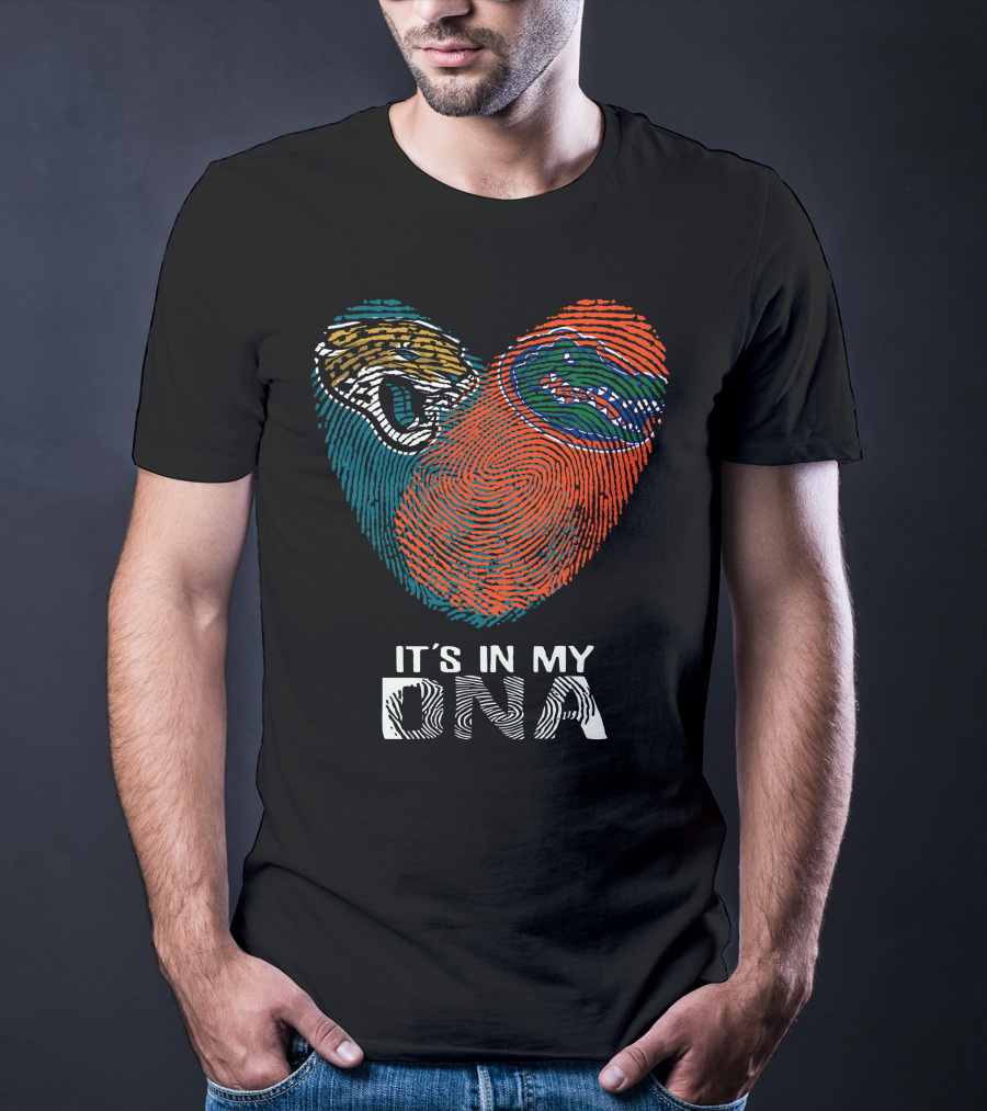 Jaguars Gators It's In My DNA Fingerprint Heart T-Shirt