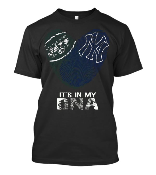 Jets Yankees Heart Fingerprint It's In My Dna T-Shirt