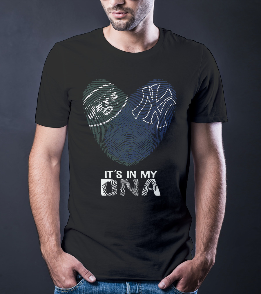 Jets Yankees Heart Fingerprint It's In My Dna T-Shirt