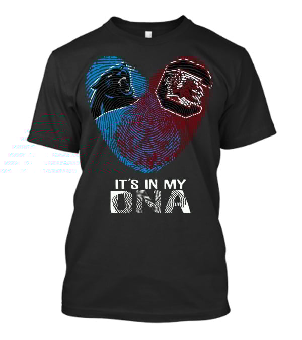 Panthers Gamecocks Fingerprint Heart It's In My Dna T-Shirt