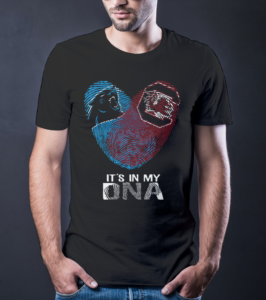 Panthers Gamecocks Fingerprint Heart It's In My Dna T-Shirt