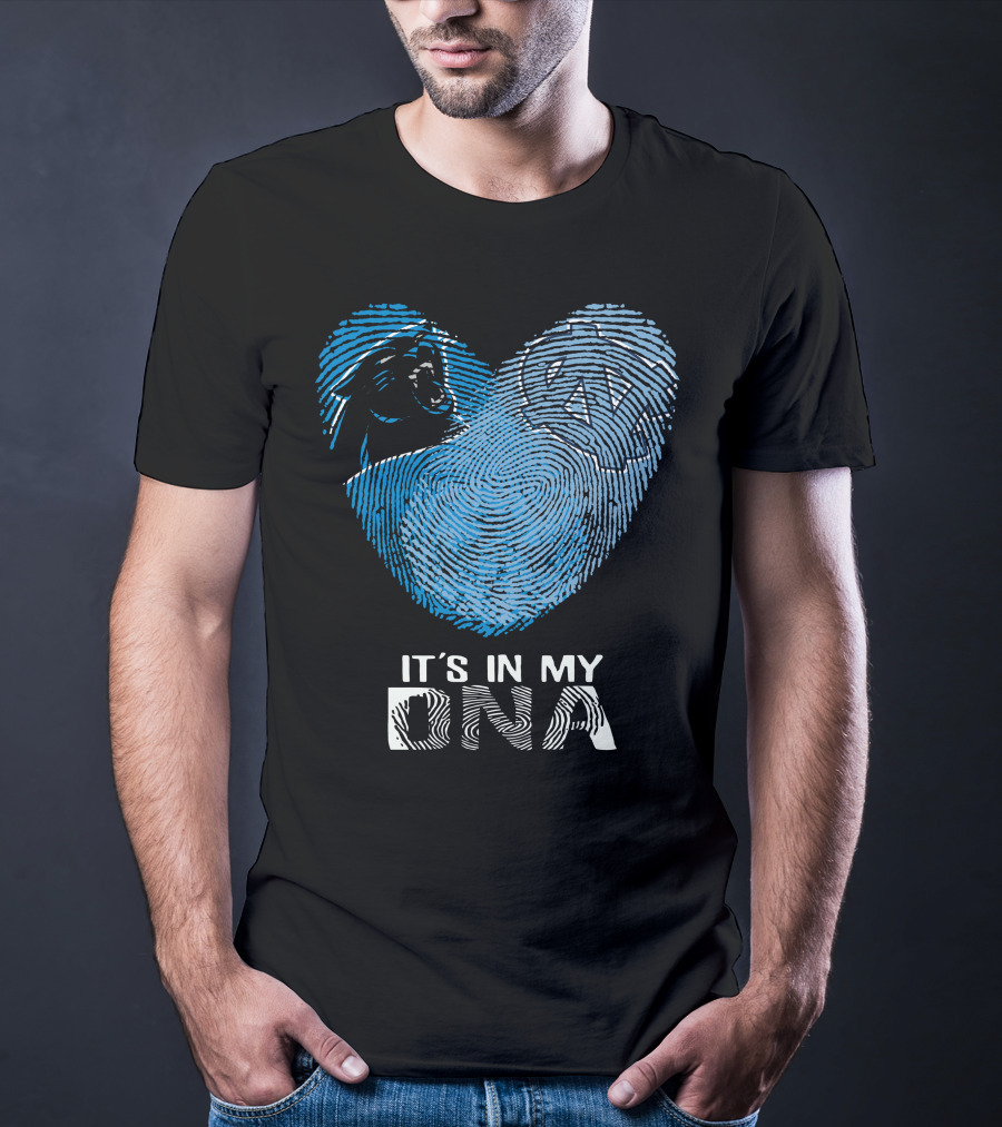 Panthers Tar Heels It's In My Dna Fingerprint Heart T-Shirt