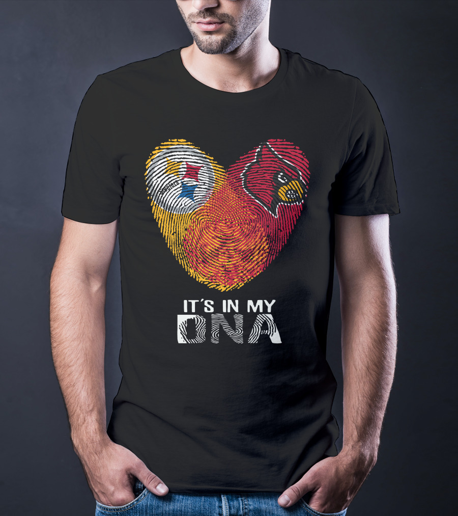 Steelers Cardinals It's In My Dna Football Team Pride Fingerprint T-Shirt