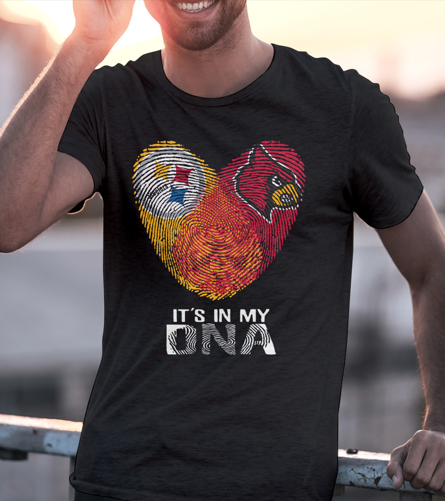 Steelers Cardinals It's In My Dna Football Team Pride Fingerprint T-Shirt