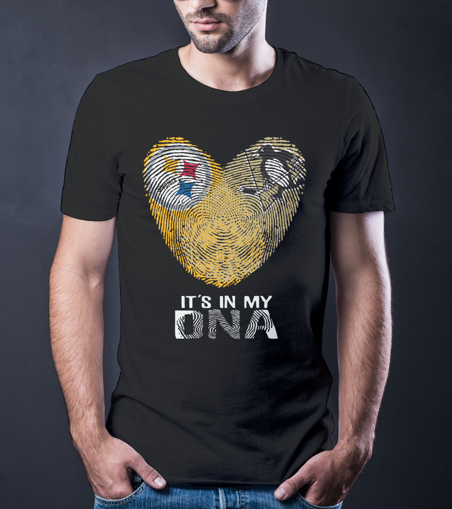 Steelers Penguins Heart It's In My Dna Fingerprint T-Shirt