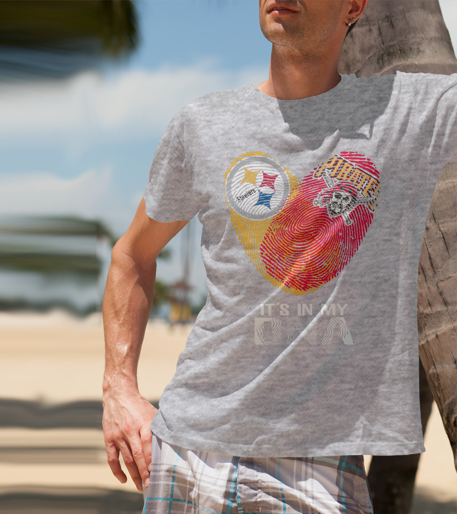Steelers Pirates It's In My Dna Fingerprint Heart T-Shirt