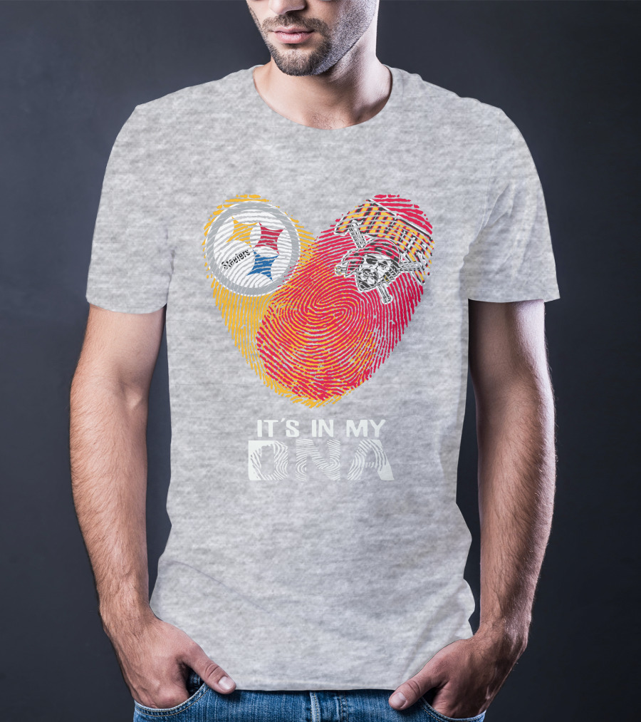 Steelers Pirates It's In My Dna Fingerprint Heart T-Shirt