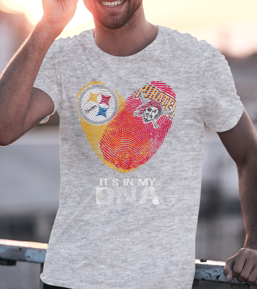 Steelers Pirates It's In My Dna Fingerprint Heart T-Shirt