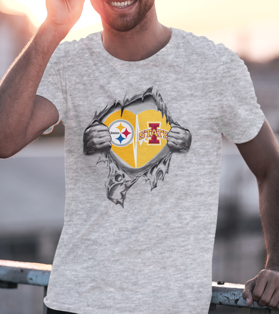 Steelers Iowa State Heart With Torn Hands T-Shirt