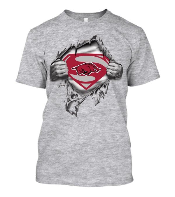 Arkansas Razorbacks Superman Logo Tear T-Shirt