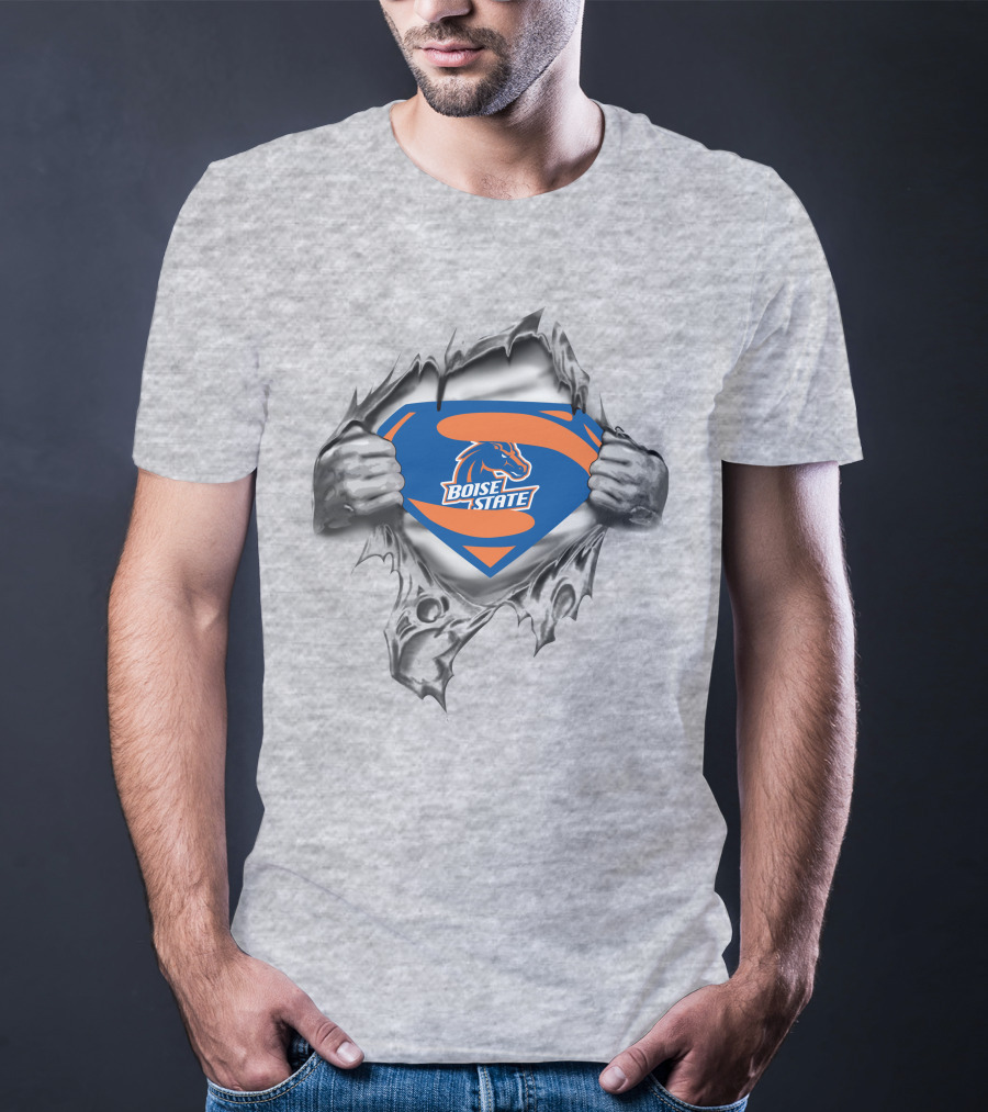Boise State Horse Logo Ripped Chest Super Emblem T-Shirt