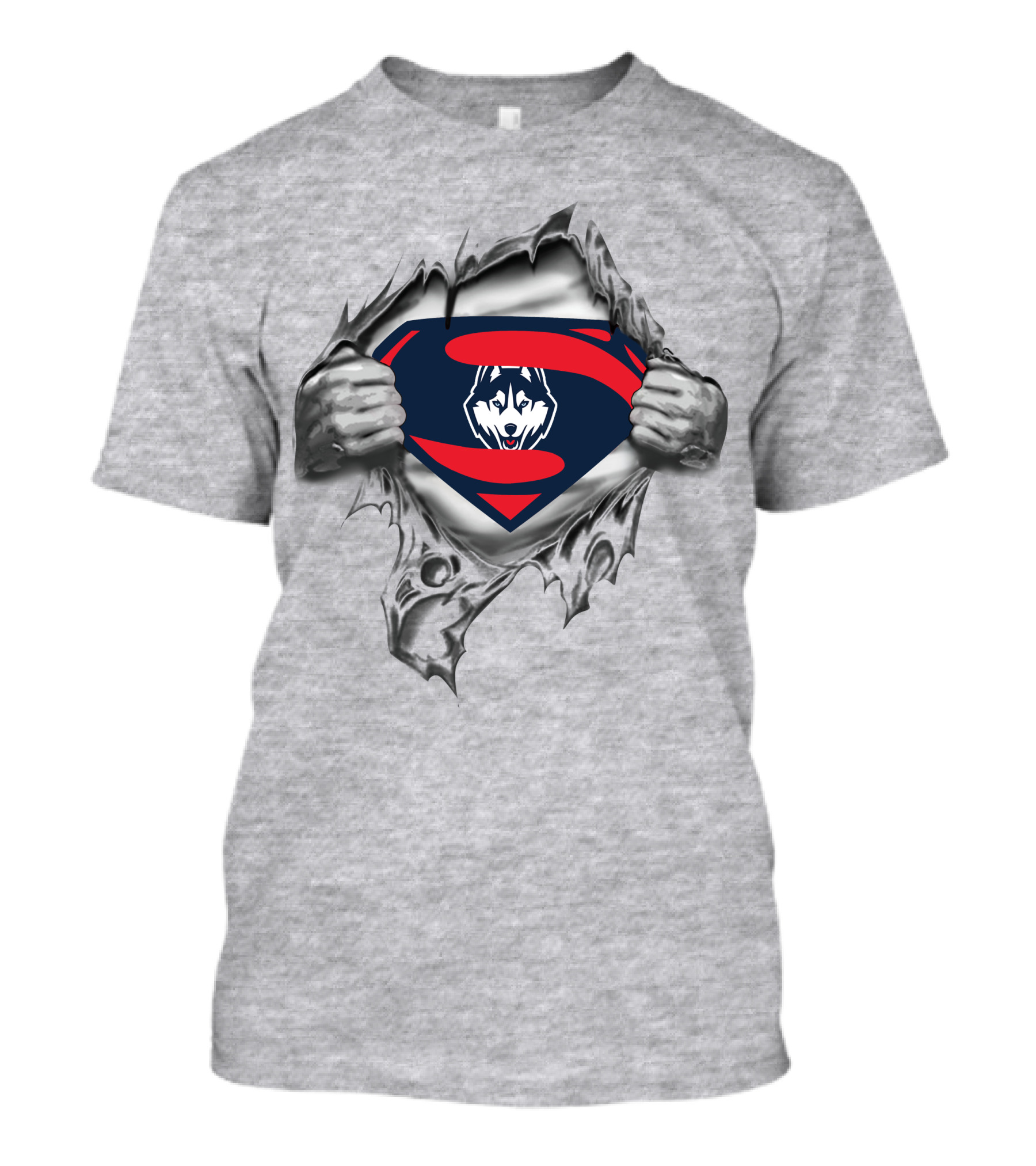 Connecticut Huskies Superman Emblem Rip Duotone T-Shirt