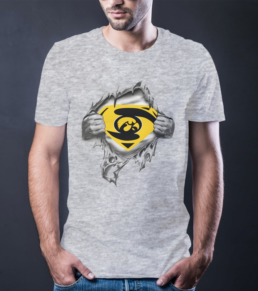 Iowa Hawkeyes Superman Logo Chest Rip T-Shirt