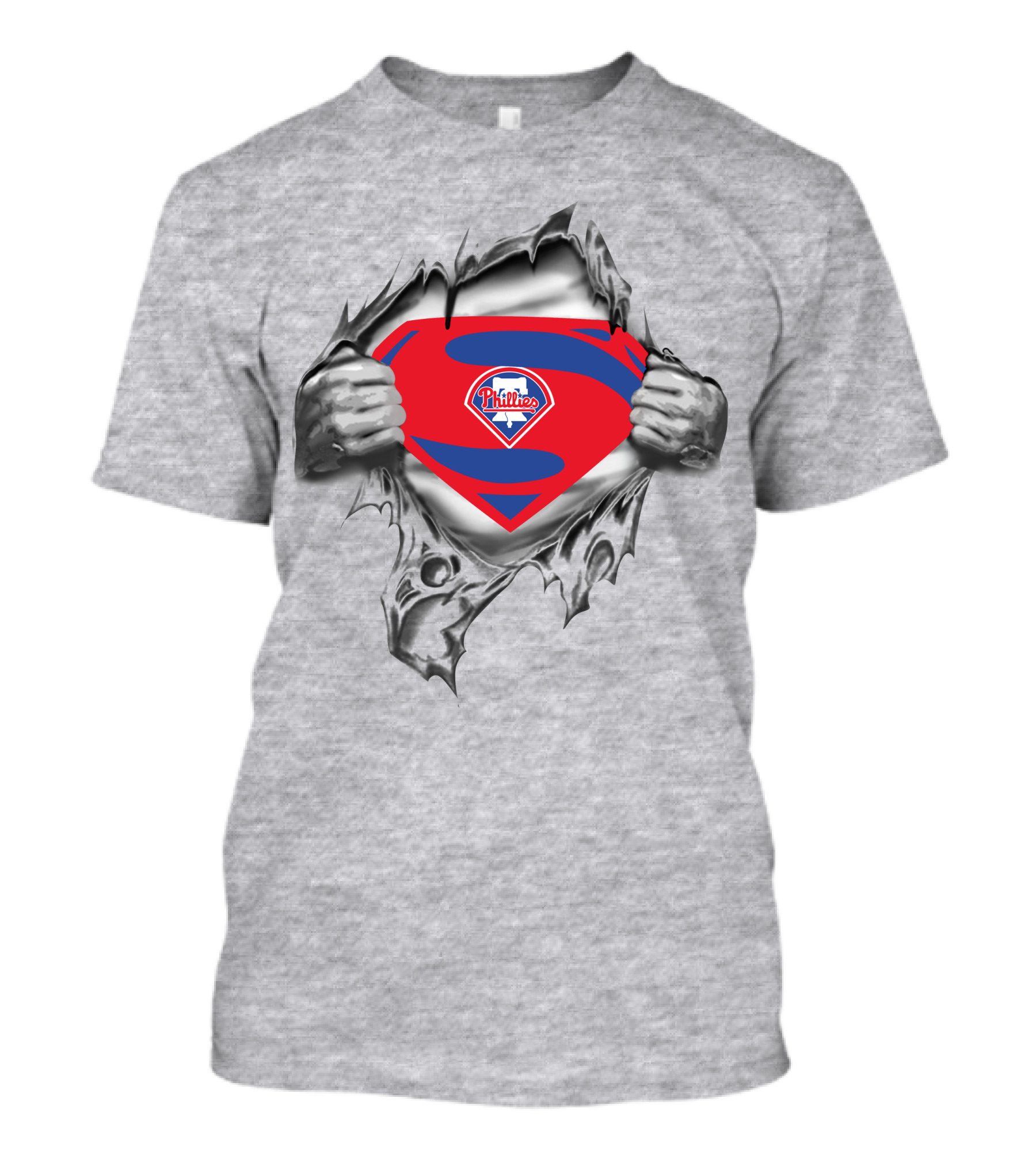 Phillies Logo Superman Shield Chest Tear T-Shirt