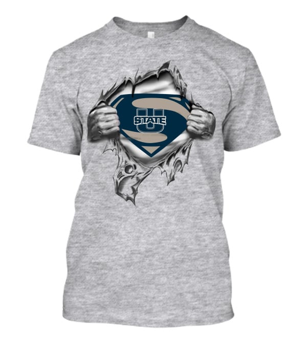 Utah State Aggies Superman Style Breaking Through T-Shirt