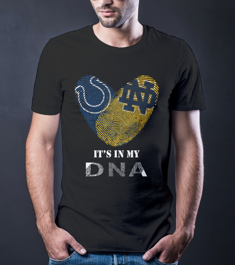 Colts Notre Dame Fingerprint Heart It's In My DNA T-Shirt