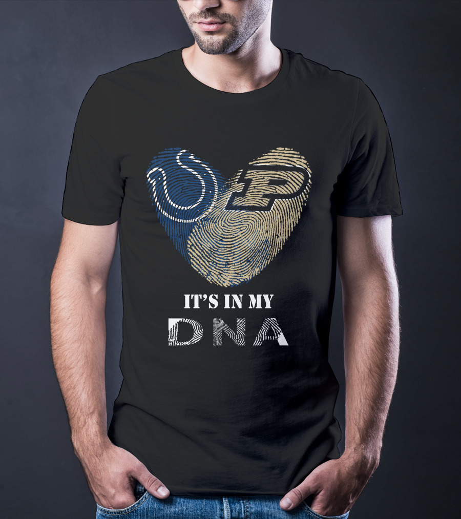 Colts Purdue It's In My DNA Football Fingerprint T-Shirt
