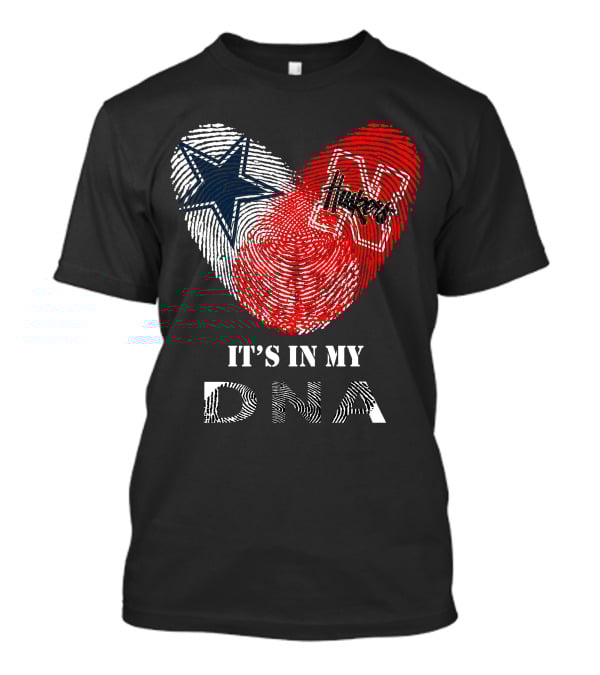 Cowboys Huskers It's In My Dna Fingerprint Heart With Star And N T-Shirt