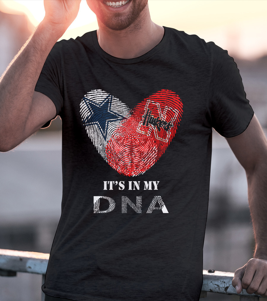 Cowboys Huskers It's In My Dna Fingerprint Heart With Star And N T-Shirt