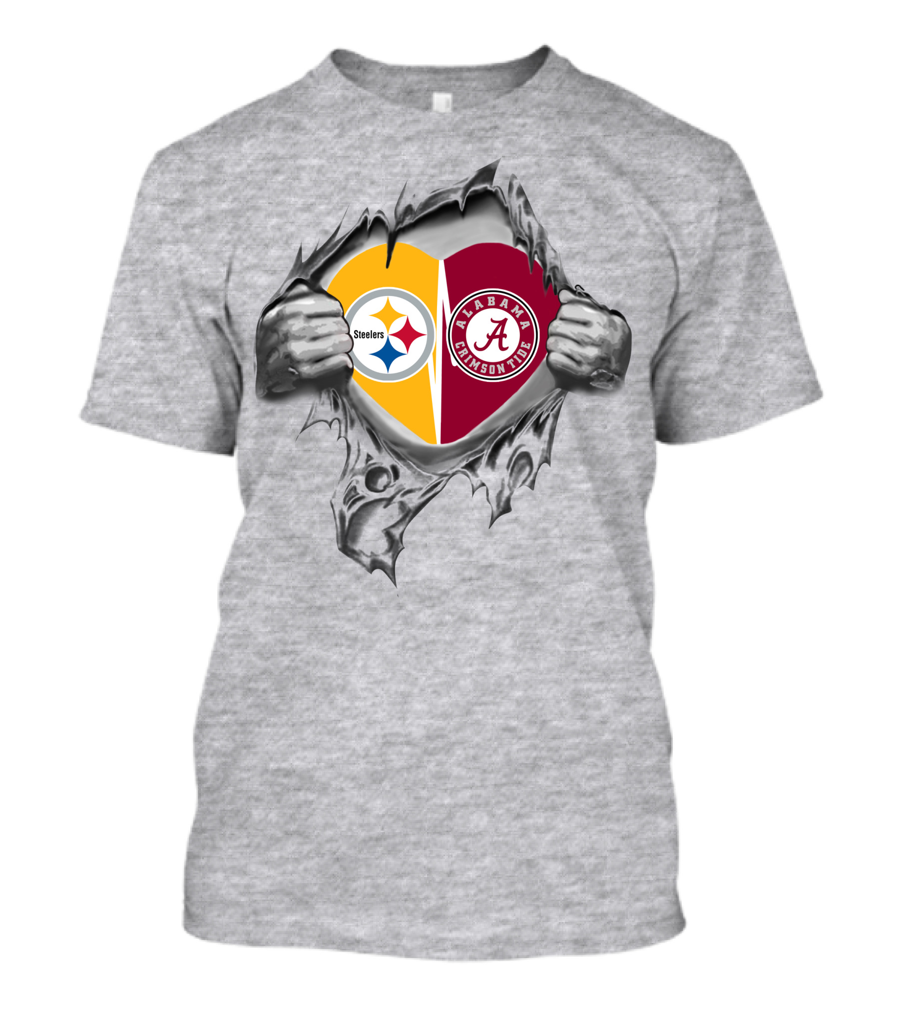 Steelers And Alabama Crimson Tide Heart T-Shirt