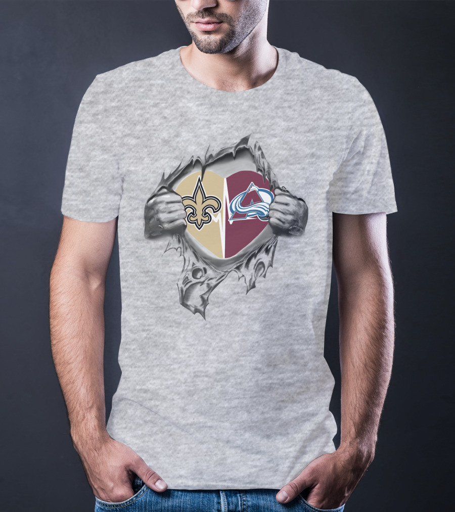 Saints Avalanche Heart Split With Iconic Symbols And Passionate Fandom T-Shirt