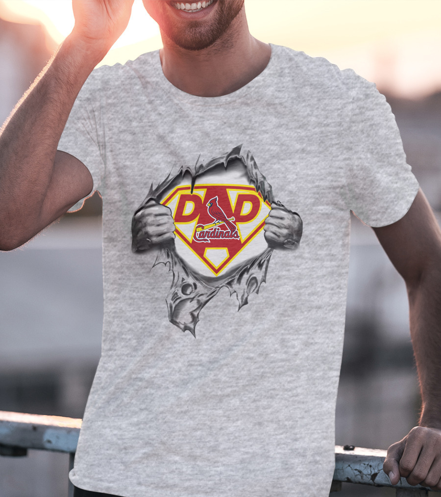 St Louis Cardinals Dad Superhero Logo Burst T-Shirt