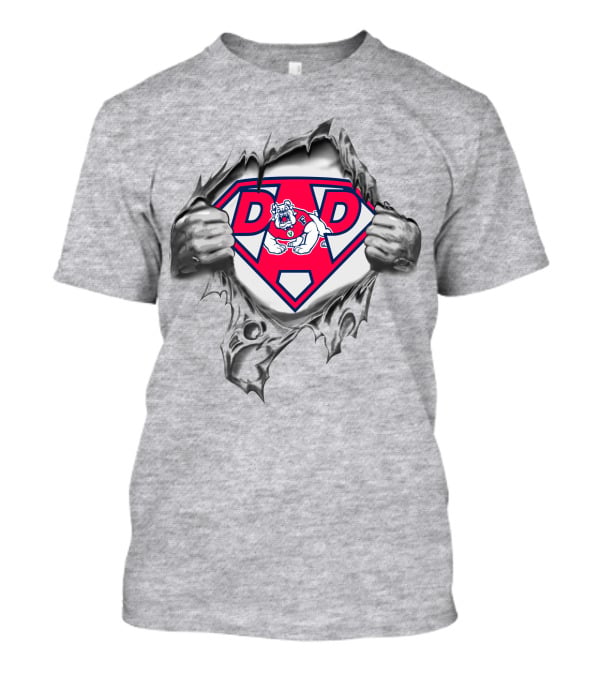 Fresno State Super Dad Bulldog Emblem Tearing Through T-Shirt
