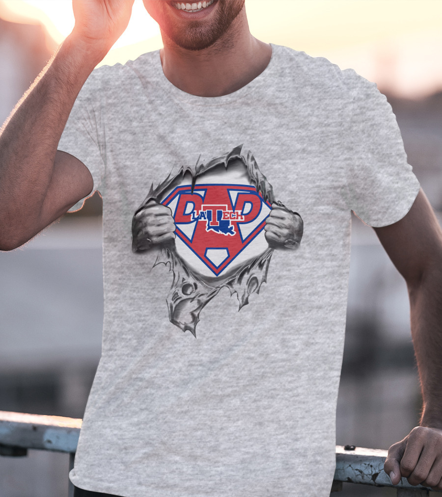 Louisiana Tech Super Dad Hero Emblem With La Tech T-Shirt