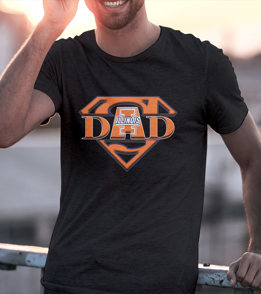 Illinois Fighting Illini Super Dad Logo With Superman Shield T-Shirt