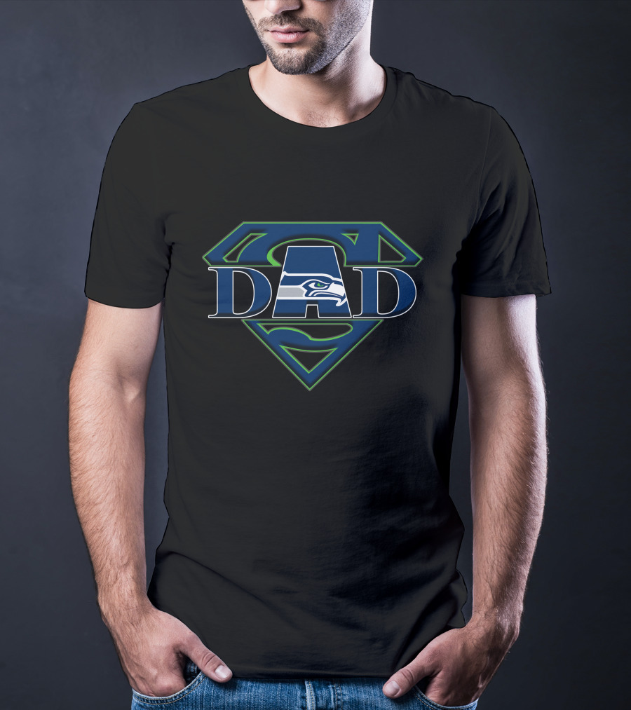 Seahawks Super Dad Logo With Superman T-Shirt