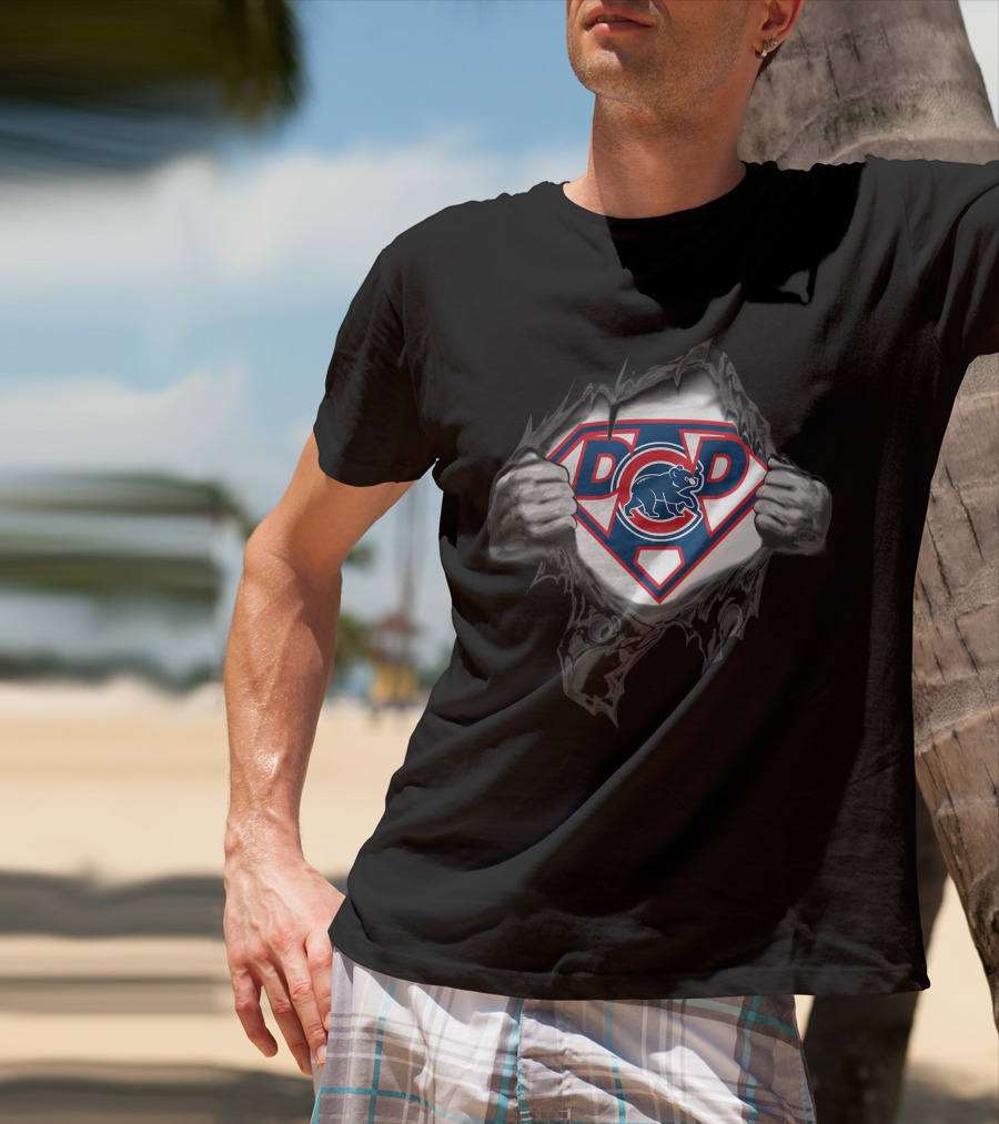 Chicago Cubs Super Dad Emblem Burst T-Shirt