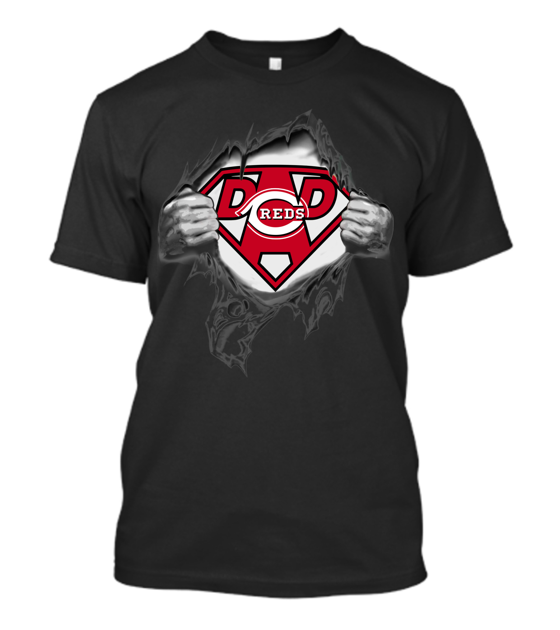 Cincinnati Reds Dad Superman Shield Peeling Effect T-Shirt