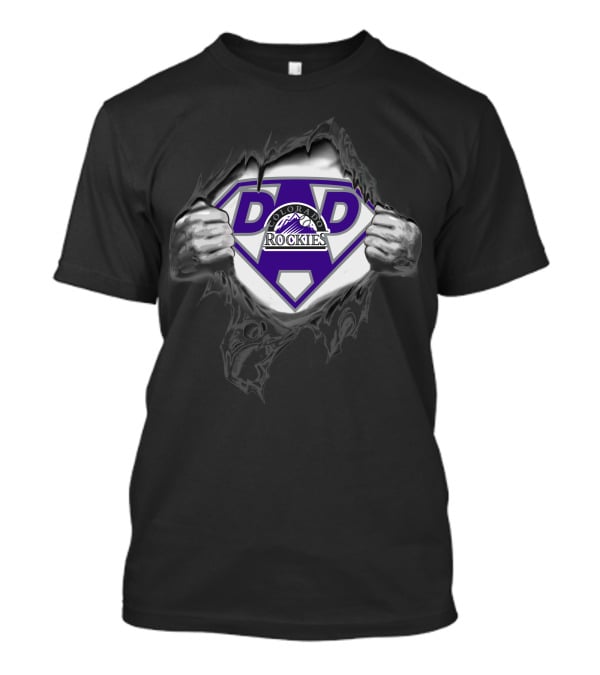 Colorado Rockies Dad Superhero Emblem T-Shirt