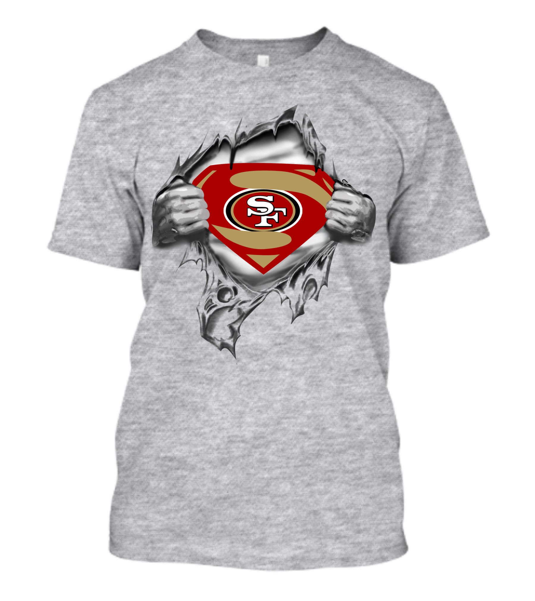 49ers Sf Logo Super Man Chest Rip T-Shirt